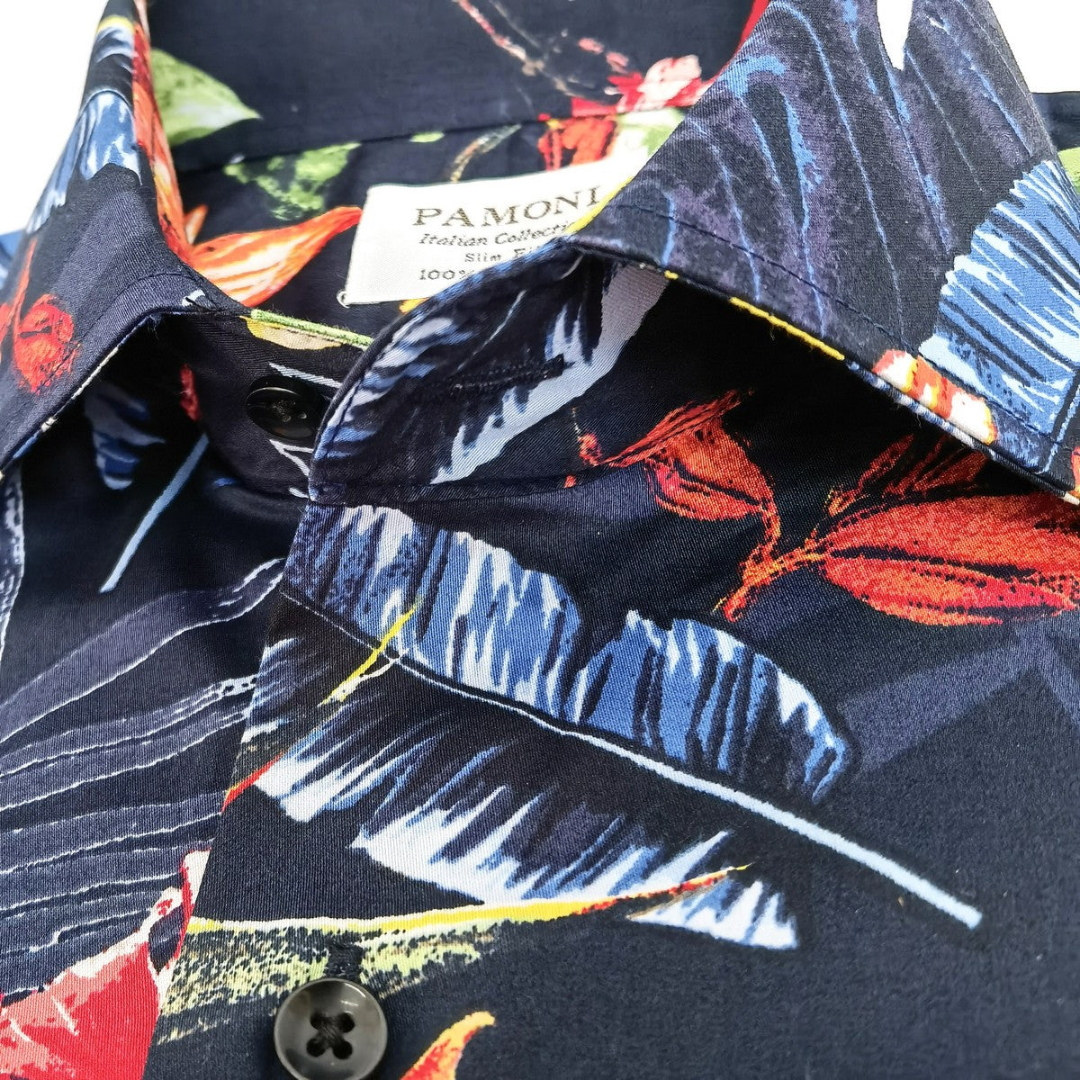 Navy Floral Print Short Sleeves Shirt