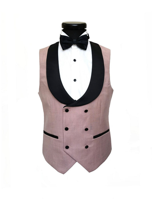 Pink 3-Piece Tuxedo With Black Peak Lapel