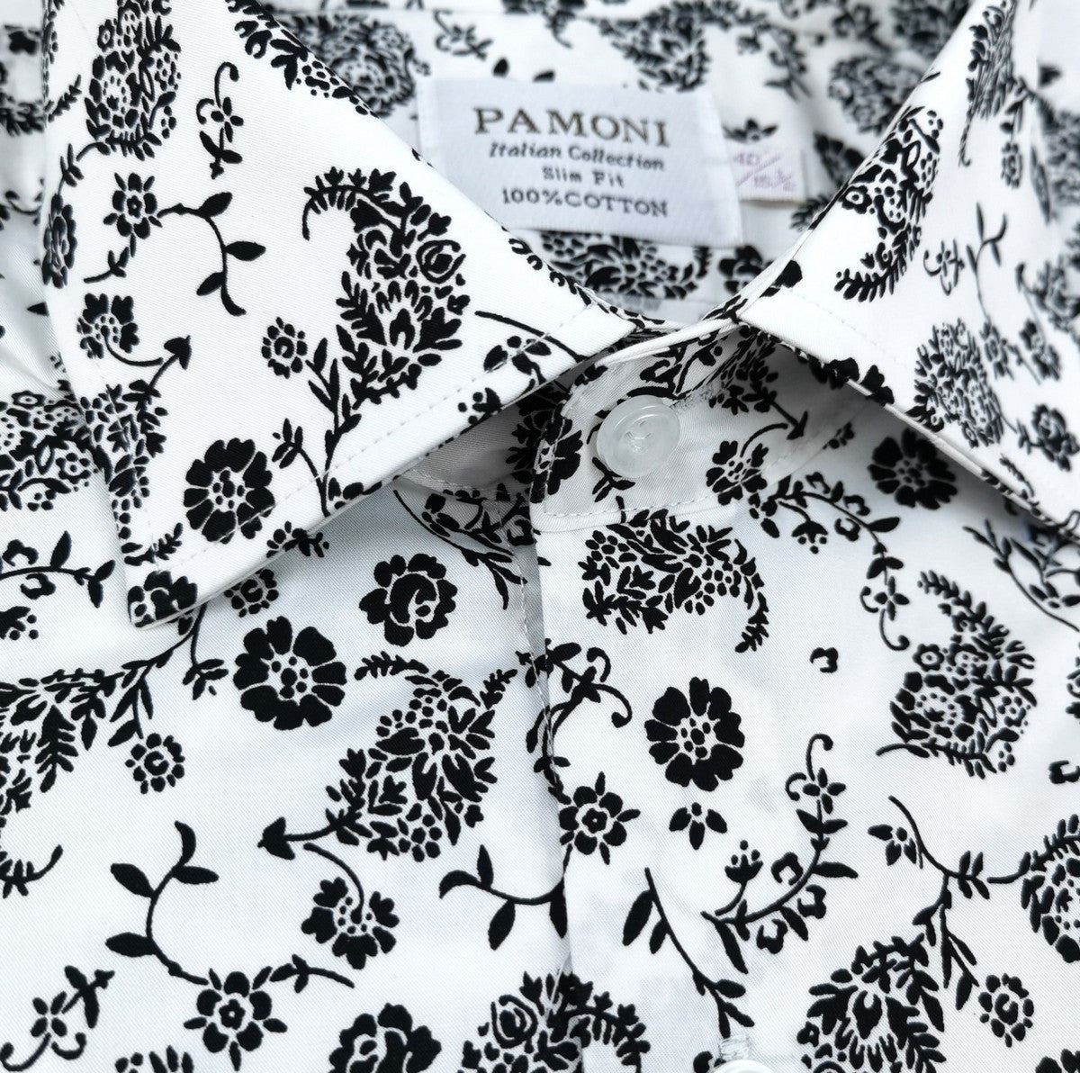 White Floral Slim Fit Shirt
