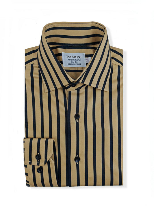 Gold With Black Bold Stripe Shirt