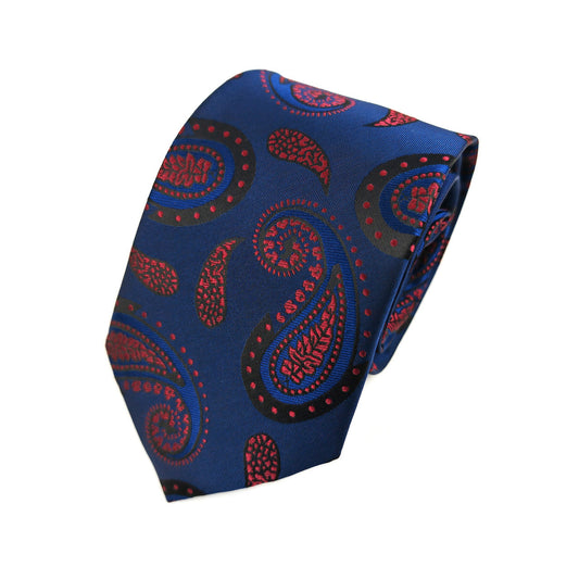 Blue Burgundy Paisley Tie & Pocket Square Set