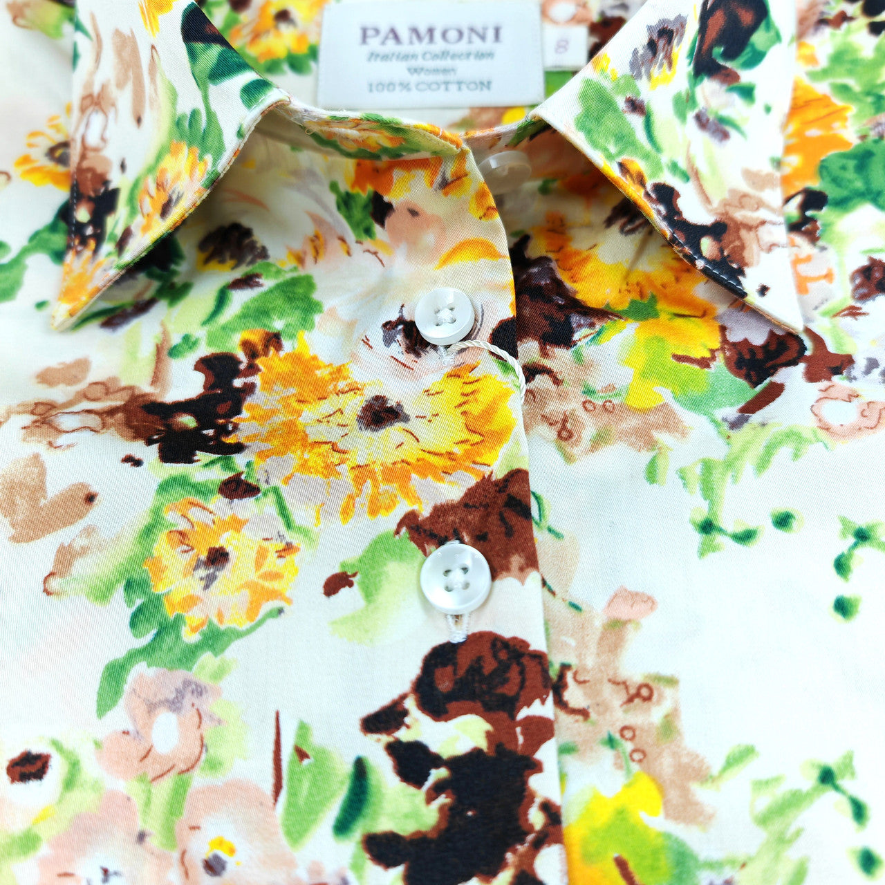 Yellow Brown Floral Print Shirt