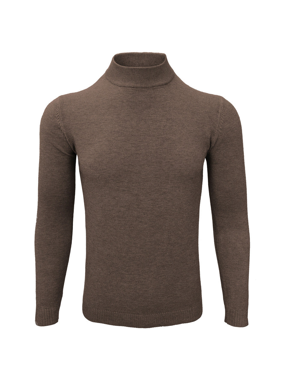 Brown High Neck Slim Fit Jumper