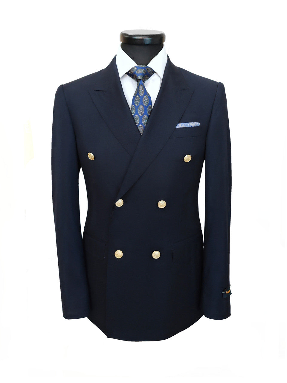 Dark Navy Double Breasted Suit with Gold Button
