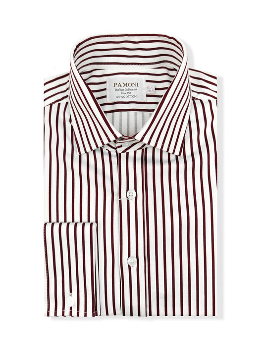 Men's Slim Fit Red & White Striped Shirt