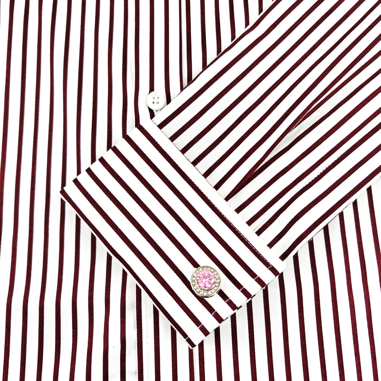 Men's Slim Fit Red & White Striped Shirt