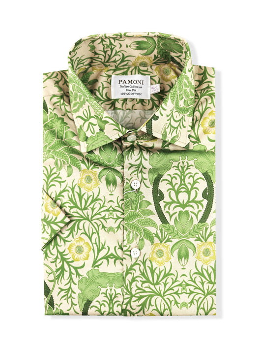 Green Nature-Inspired Design Short Sleeves Shirt