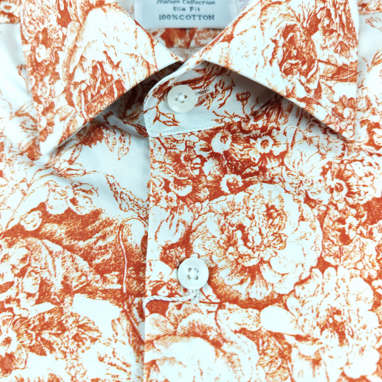 White Orange Floral and Botanical Print Short Sleeves Shirt