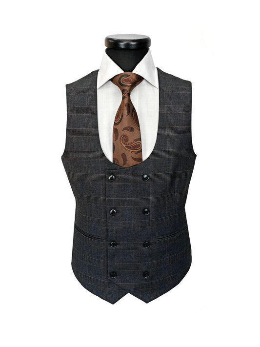 Men's Grey Prince Of Wales Check 3-Piece Suit