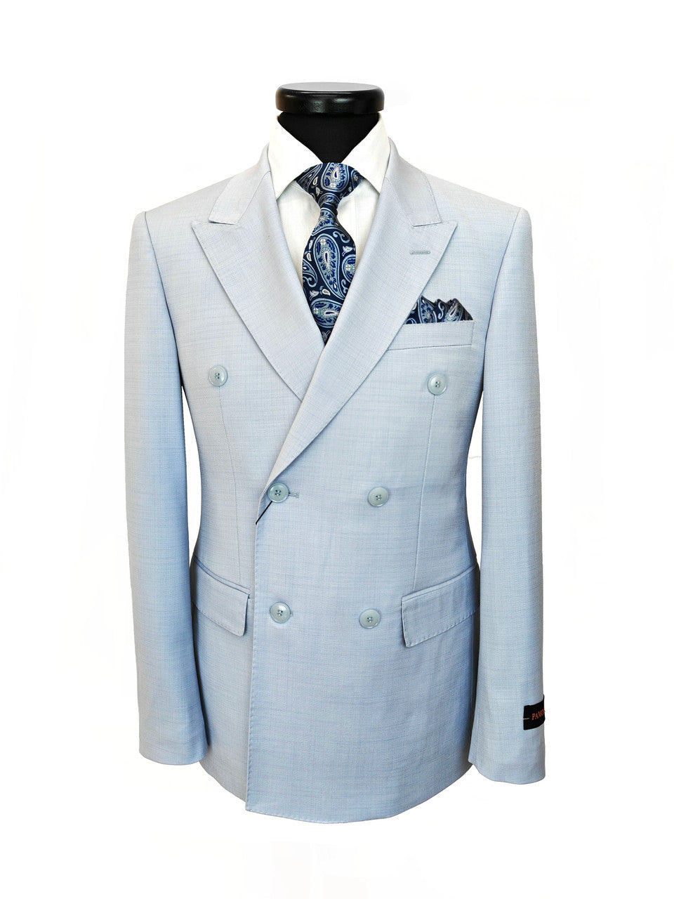 Light Blue Double-Breasted Slim Fit Suit