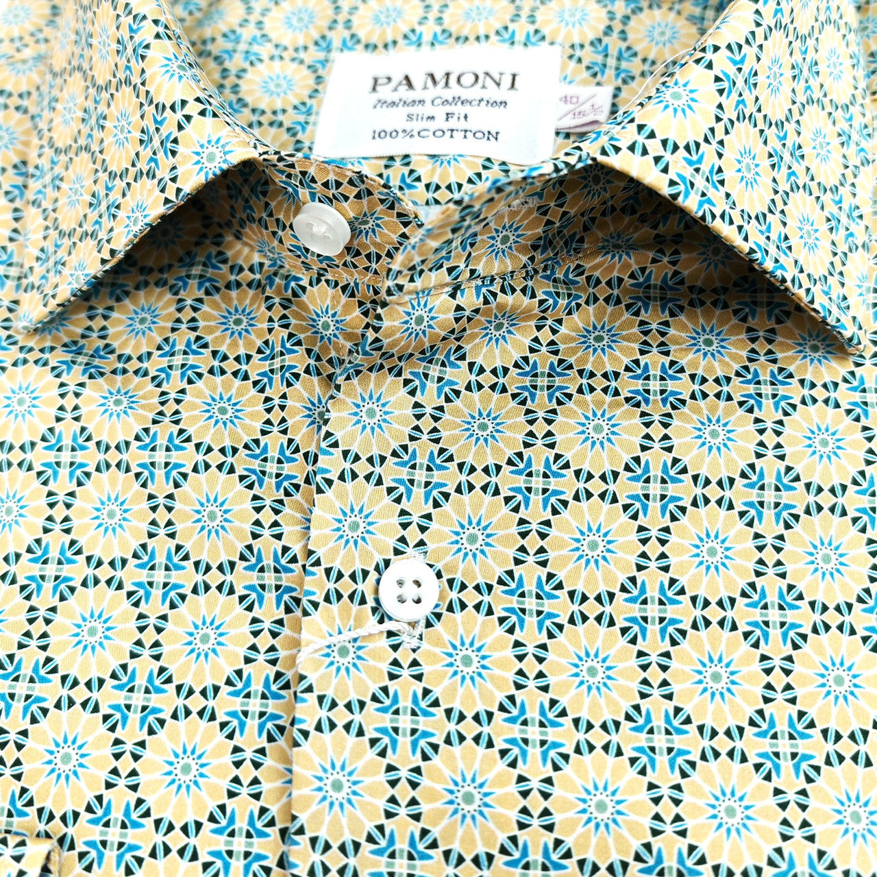 Men’s Geometric Pattern Slim Fit Cotton Shirt