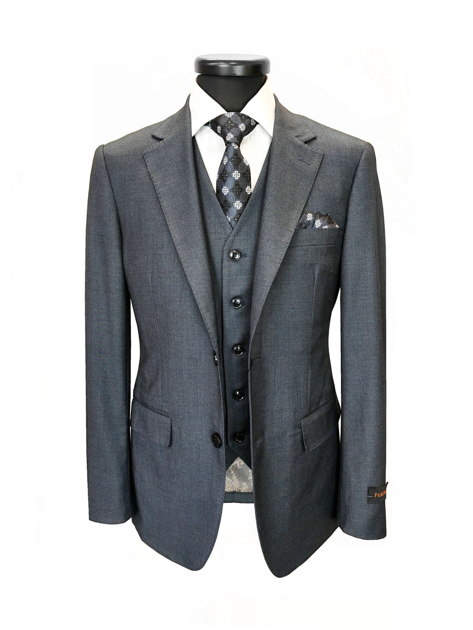 Men’s Slim Fit 3-Piece Wool-Blend Suit – Charcoal Grey