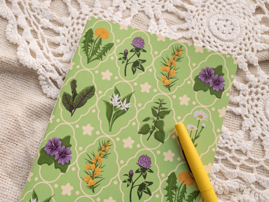 A5 Handmade Notebook with Spring Foraging Design