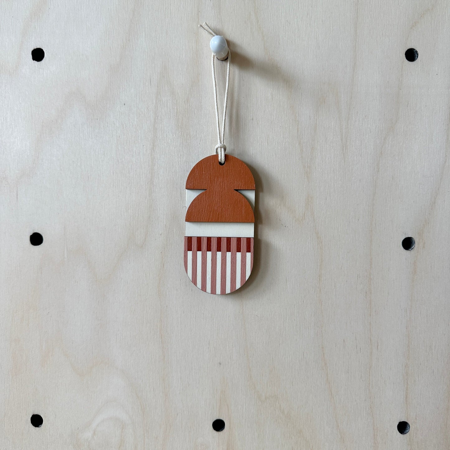 Warm Tones Small Geometric Wall Hanging - Mini Mid-Century Wall Art - Little Wooden Decoration - Contemporary Wall Decor