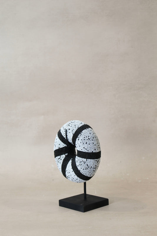 Cameroon beaded bracelet - White with Black Stripes