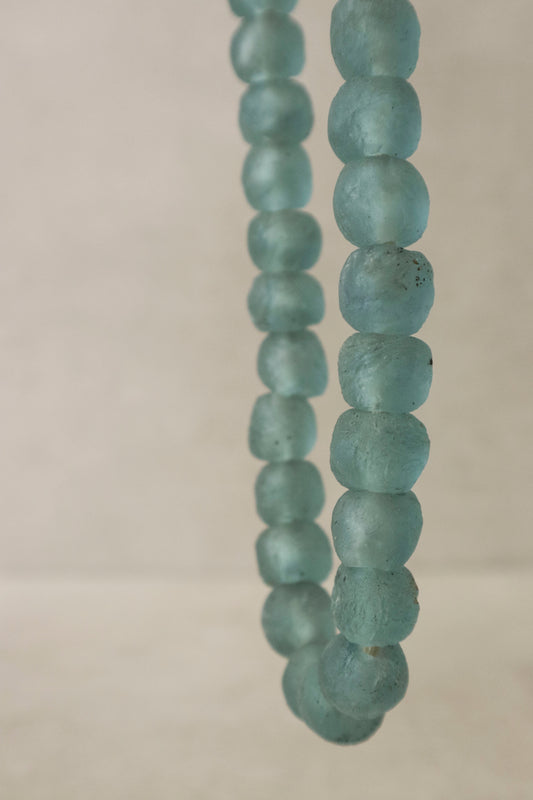 Ghana Glass Beads Necklace, Light blue - 83.4