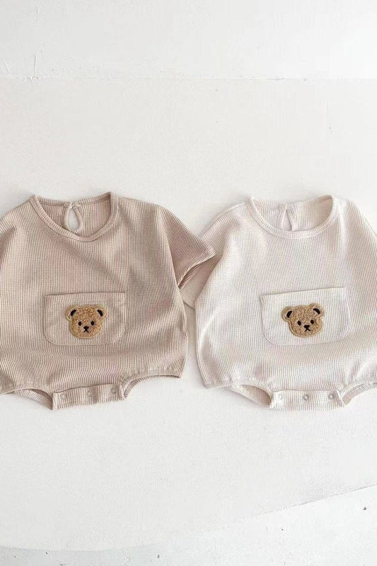 Waffle Bear Bodysuit Brown or Creme