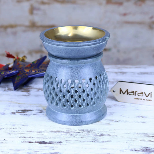 Nokari Grey Carved Soapstone Oil Burner - 6 Designs