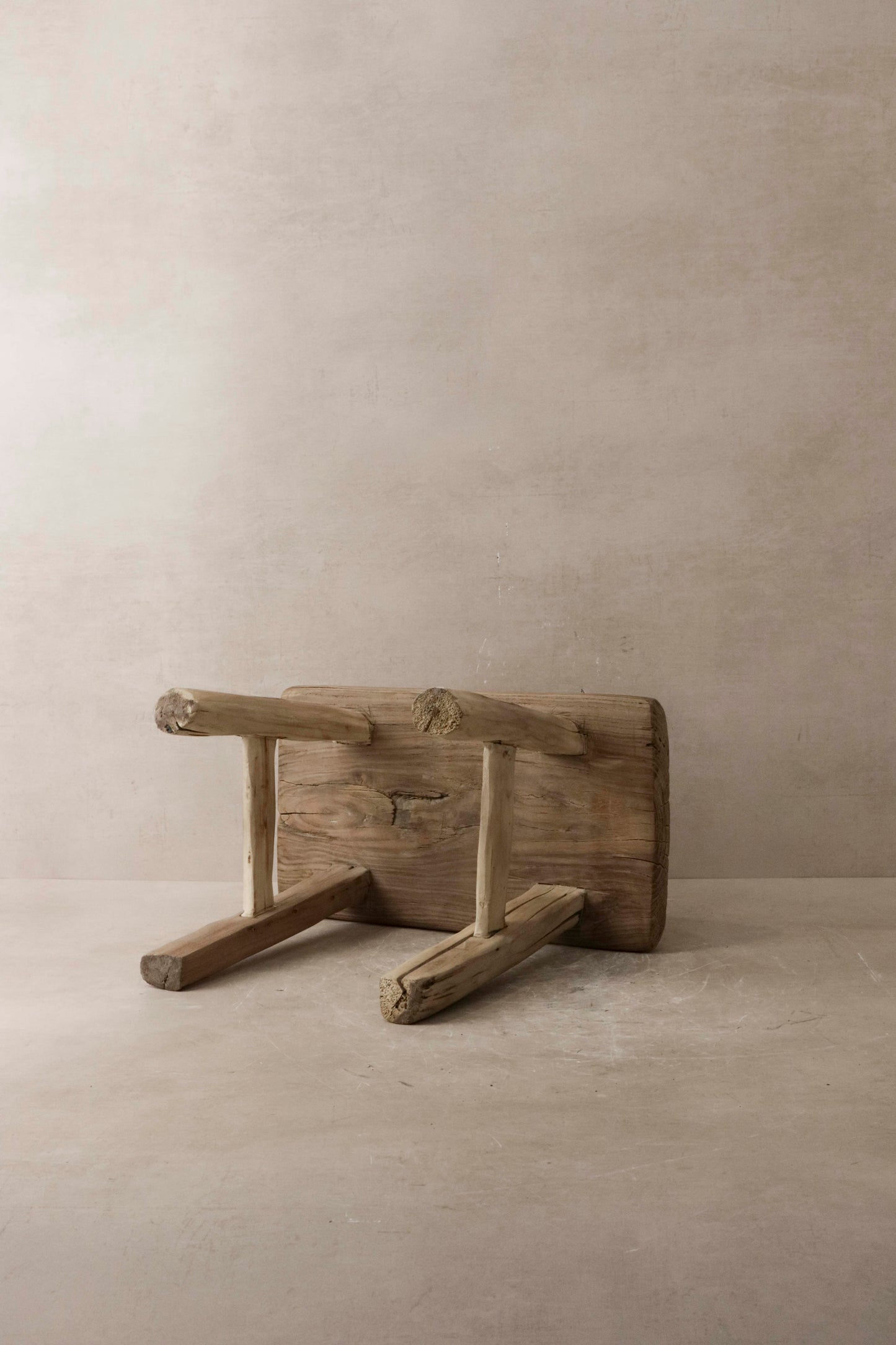 Vintage Rustic Elm Wood Stool - Small - No 11