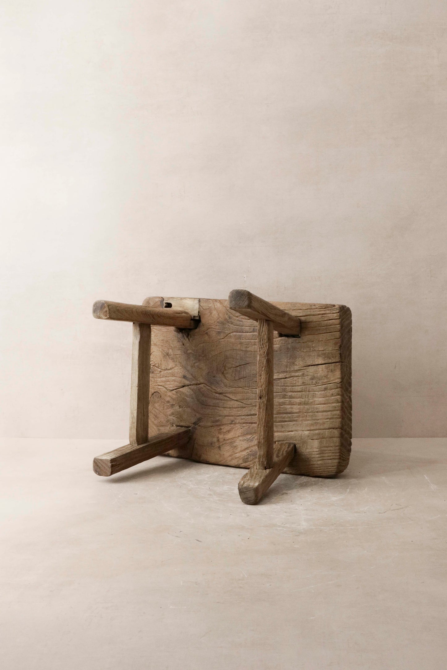 Vintage Rustic Elm Wood Stool - Small - No 12