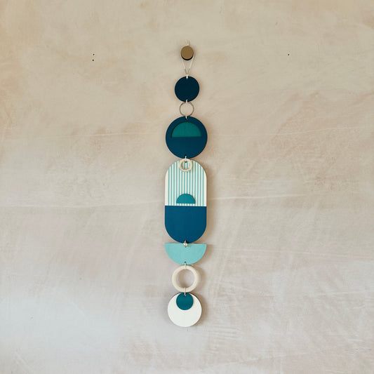 Blue Wall Hangings - Geometric Wall Art - Luxury Wall Decor - Mid-Century Home Decor - Slim Long Wall Tapestry