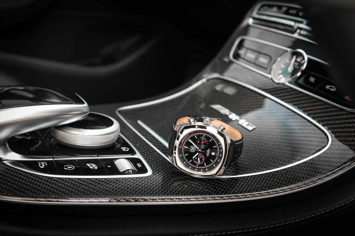 Black Leather Rally Watch Strap