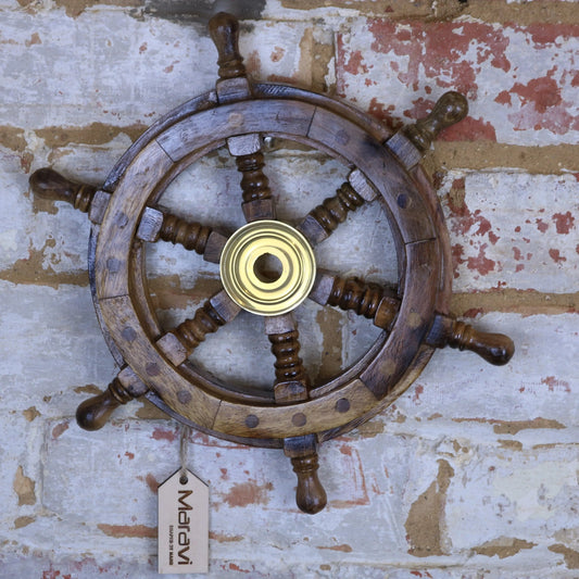 Naav Wooden Ships Wheel Natural Colour