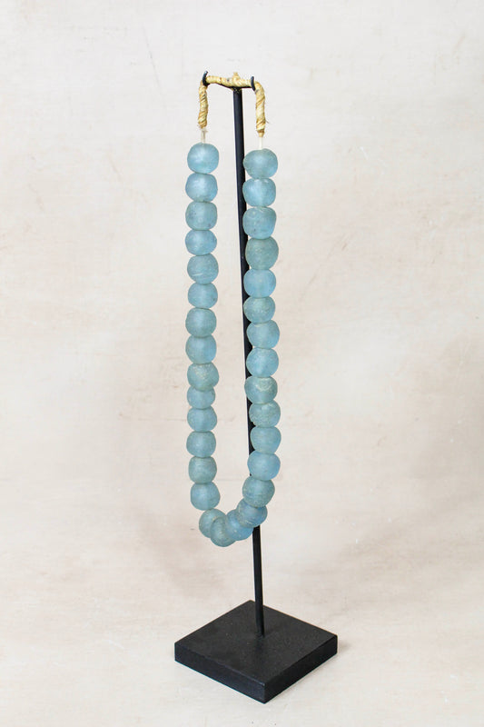 Ghana Glass Beads Necklace, Light blue - 85.2