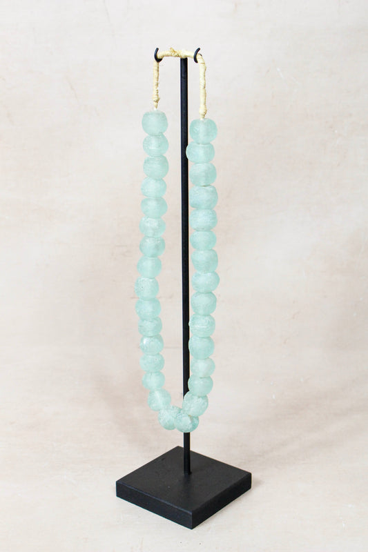Ghana Glass Beads Necklace, Light blue - 85.4