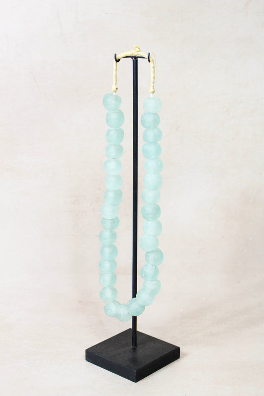 Ghana Glass Beads Necklace, Light blue - 85.11
