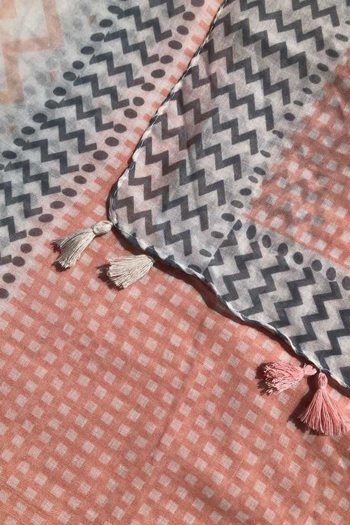 Louche Newton Geometric Print Scarf With Tassel