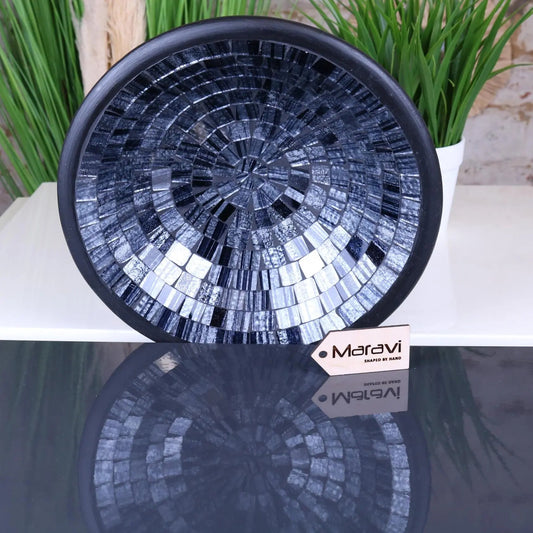 Kentra Mosaic Bowl 28cm Grey Glitter
