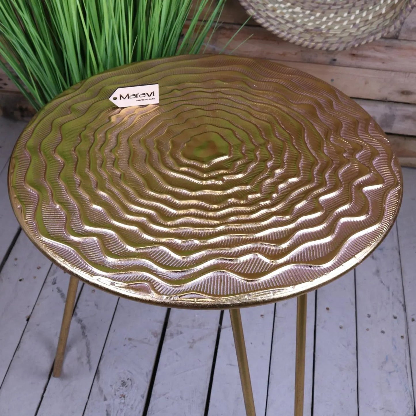 Malan Gold Tripod Side Table Hairpin Legs