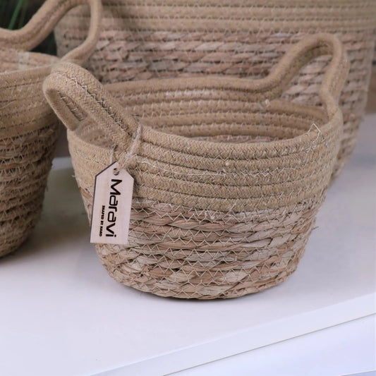 Sheyam Set of Storage Baskets Natural Grass Rope