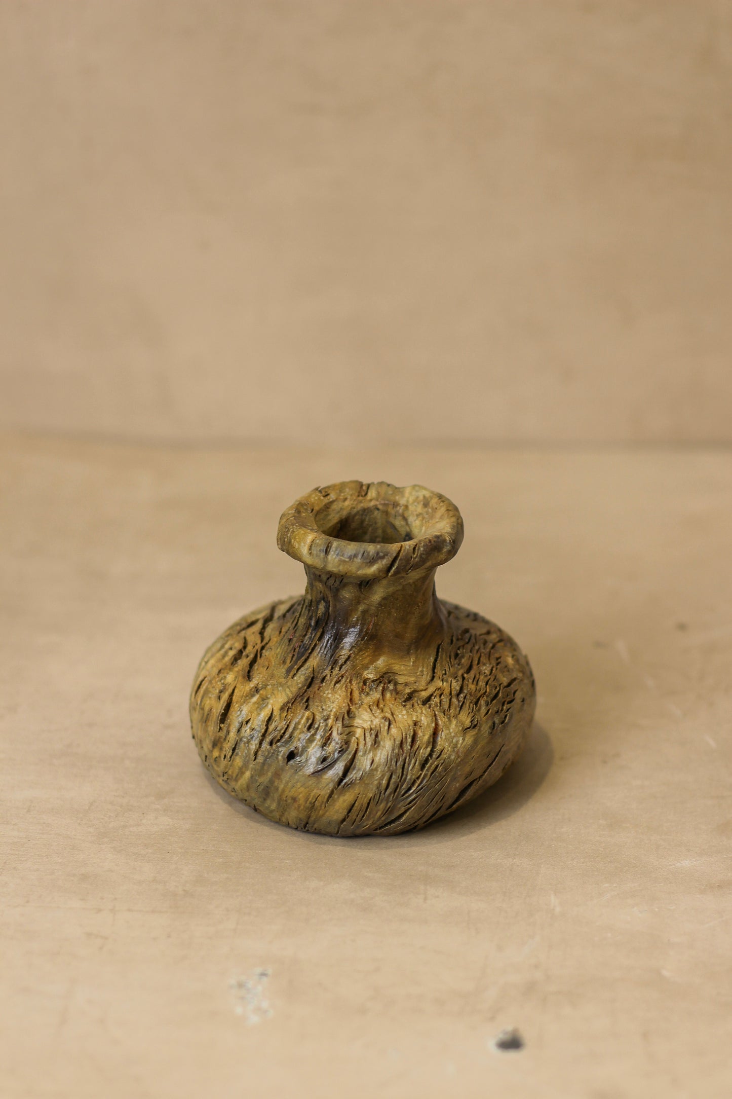 Vintage Small Wood Vase - No 4