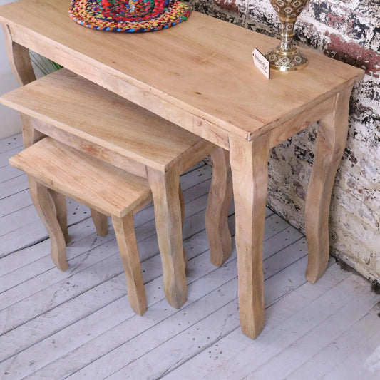 Golpur Solid Mango Wood Console Table Set of 3