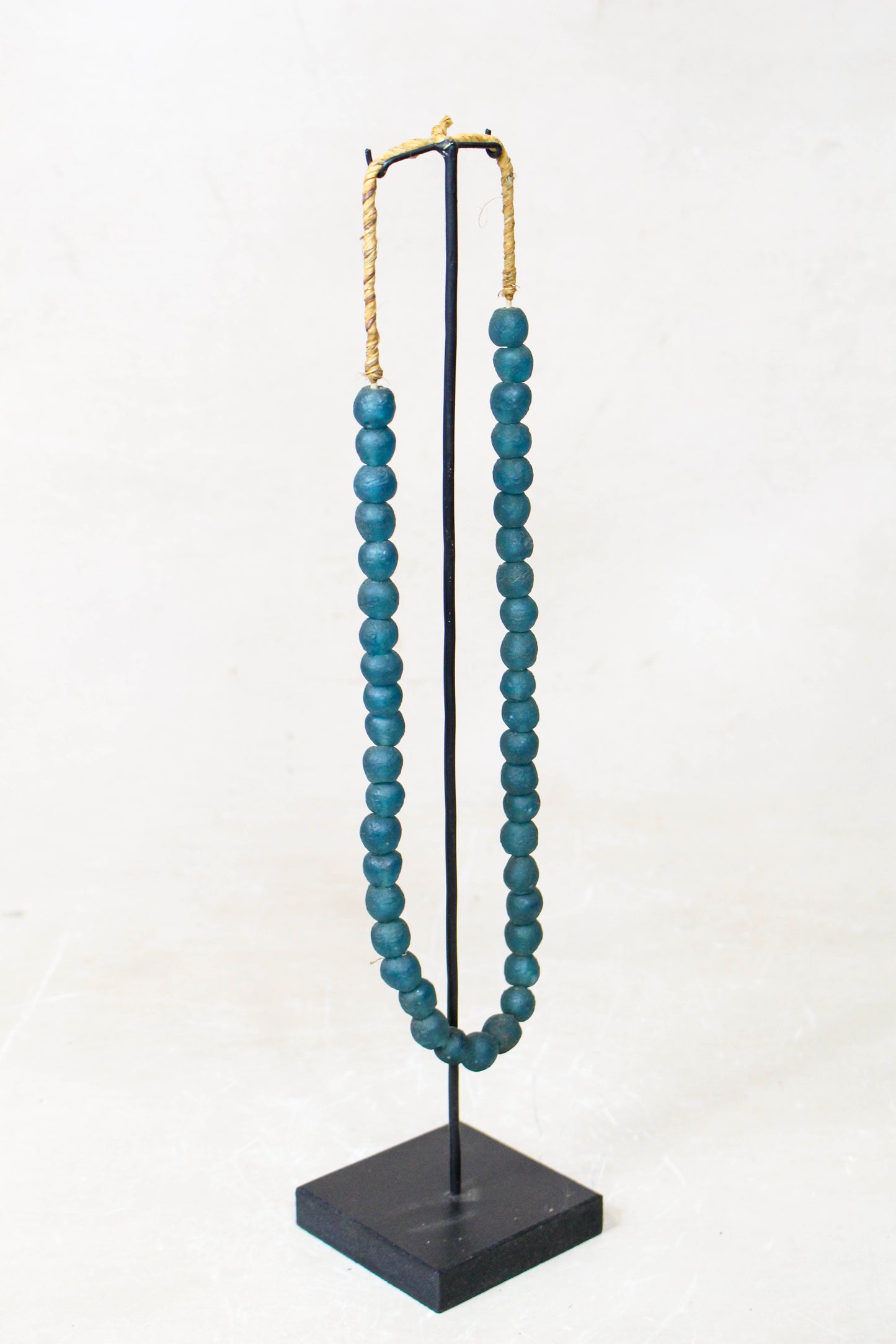 Ghana Glass Beads Necklace, Dark Teal - 85.13