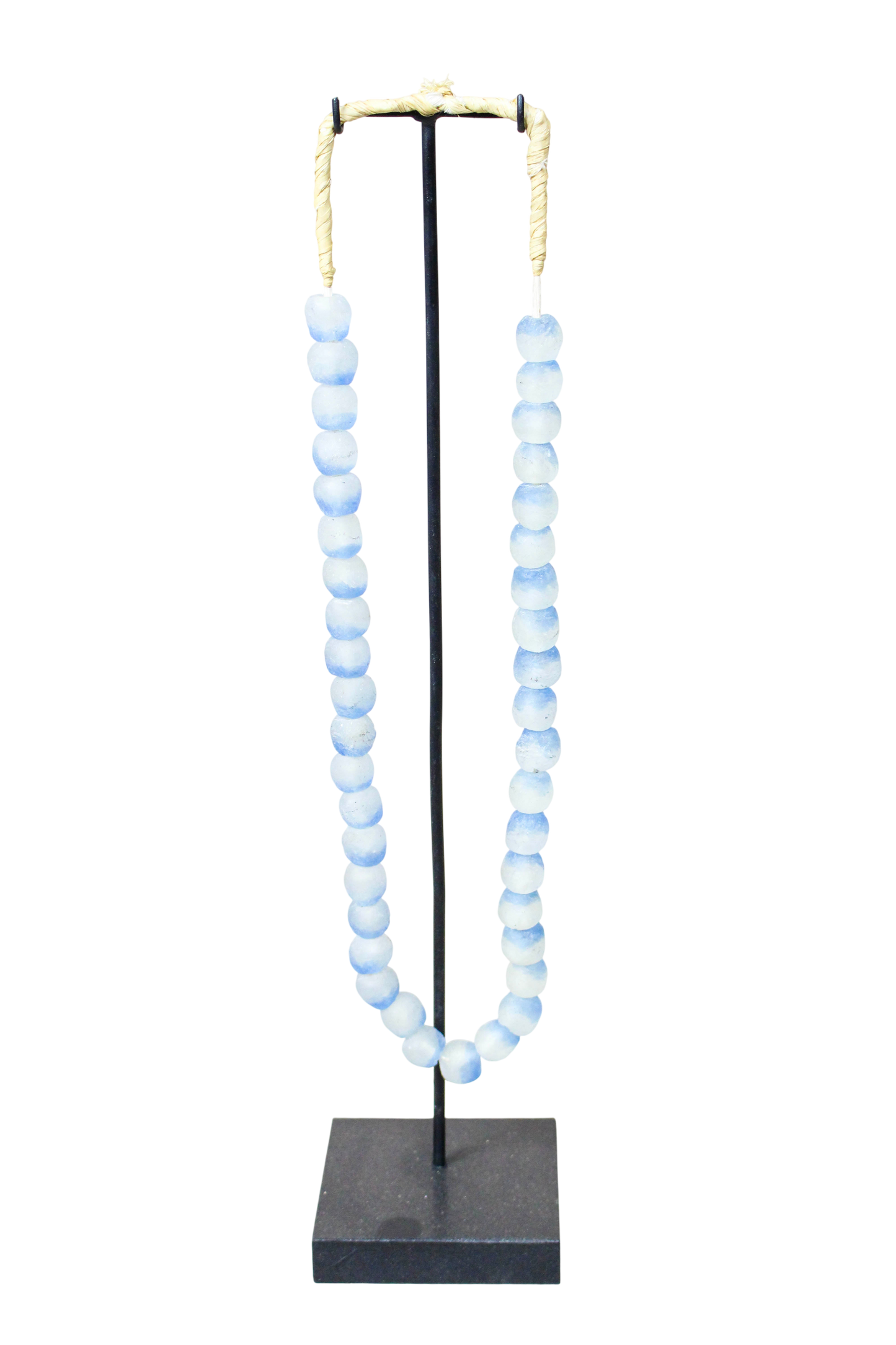 Ghana Glass Beads Necklace, Blue and White - 85.14