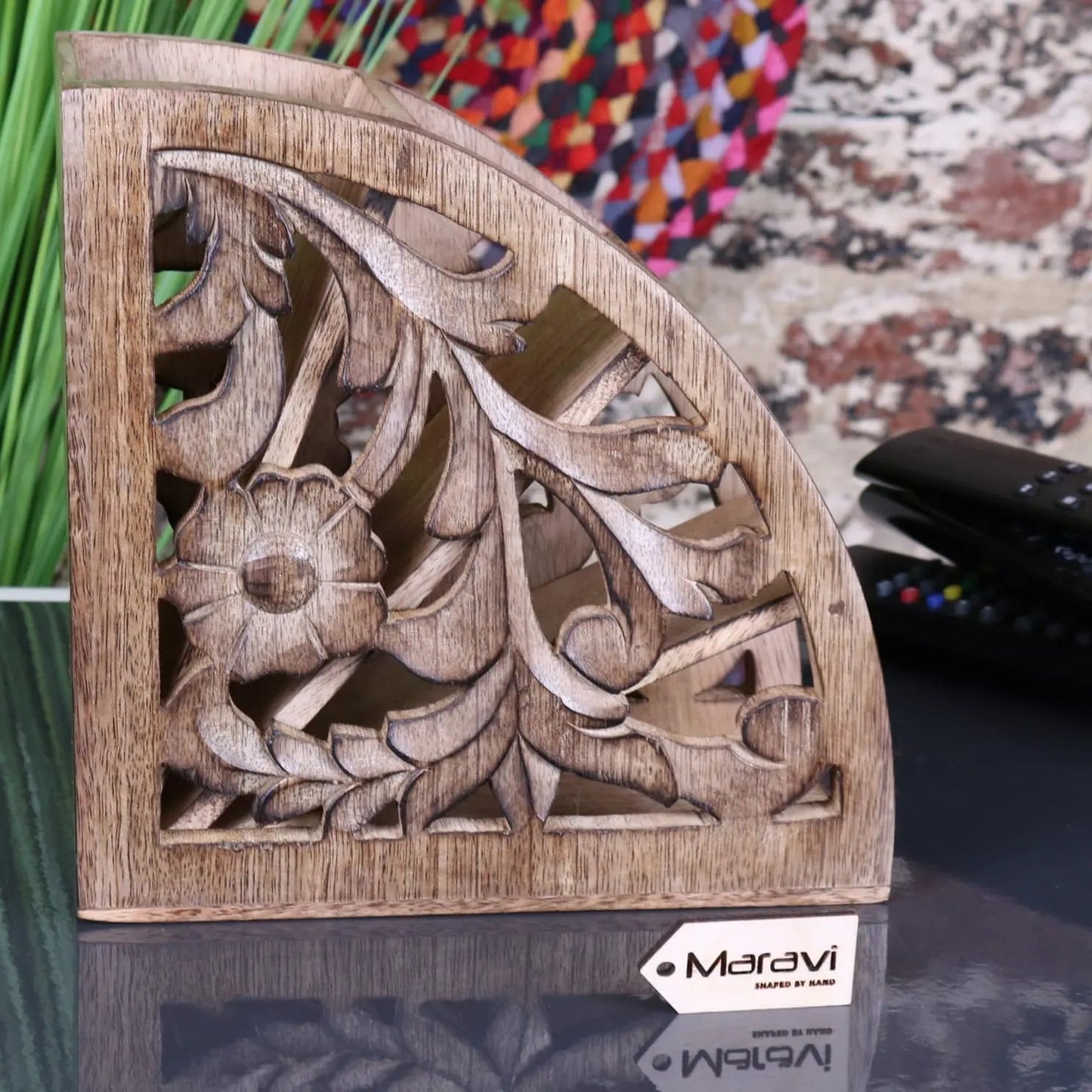 Yanam Wooden Remote Control Holder