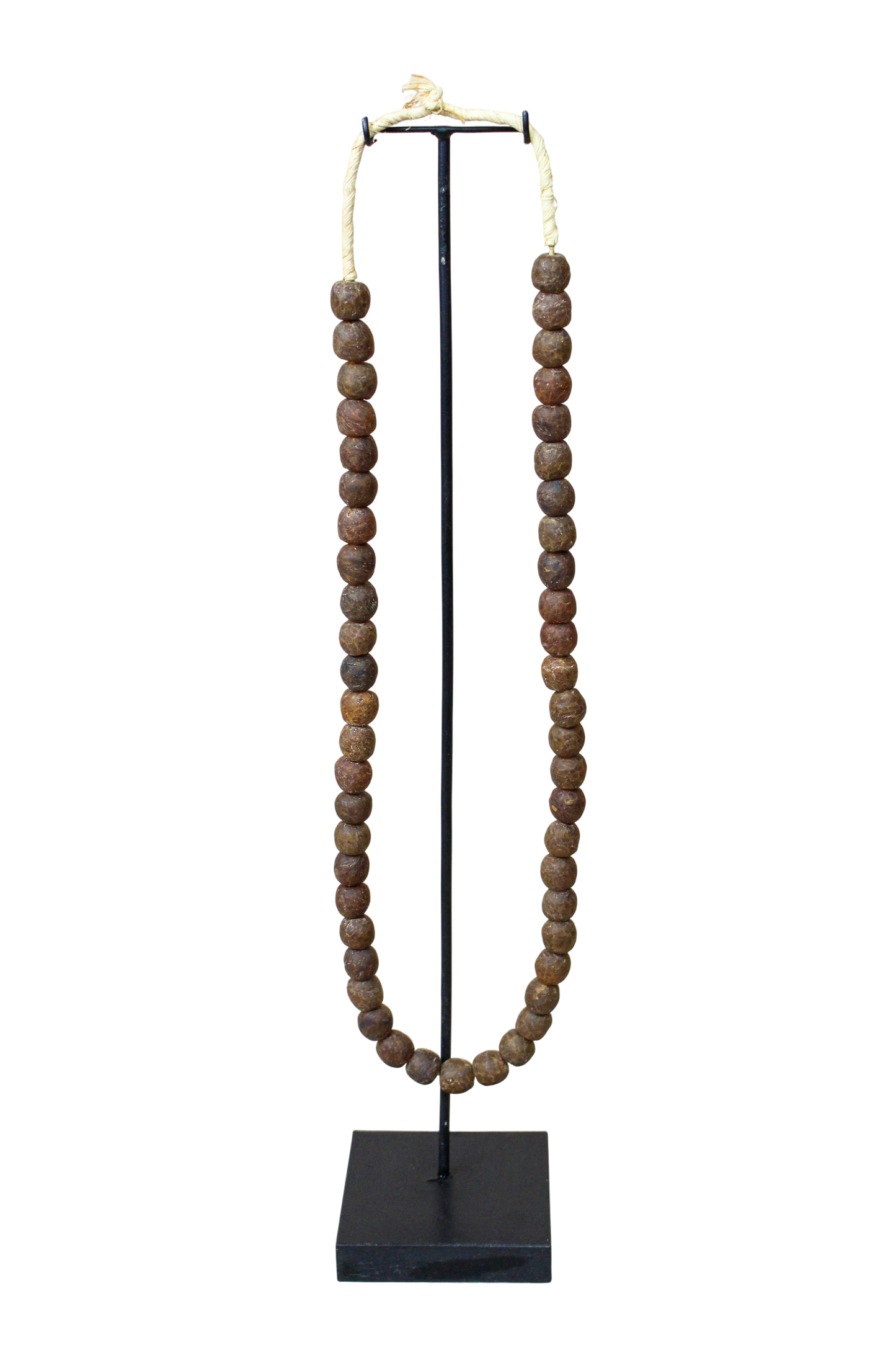 Ghana Glass Beads Necklace, Brown - 85.20