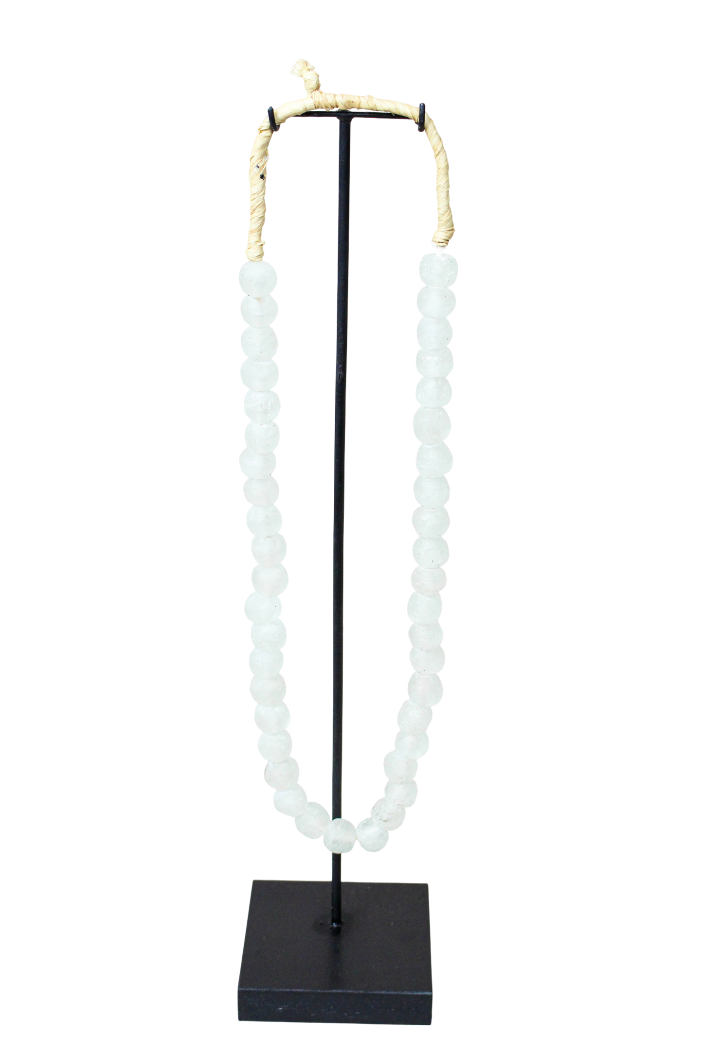 Ghana Glass Beads Necklace, White - 85.21