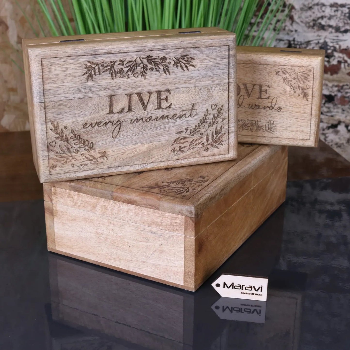 Noakh Live Laugh and Love Wooden Storage Boxes with Lids