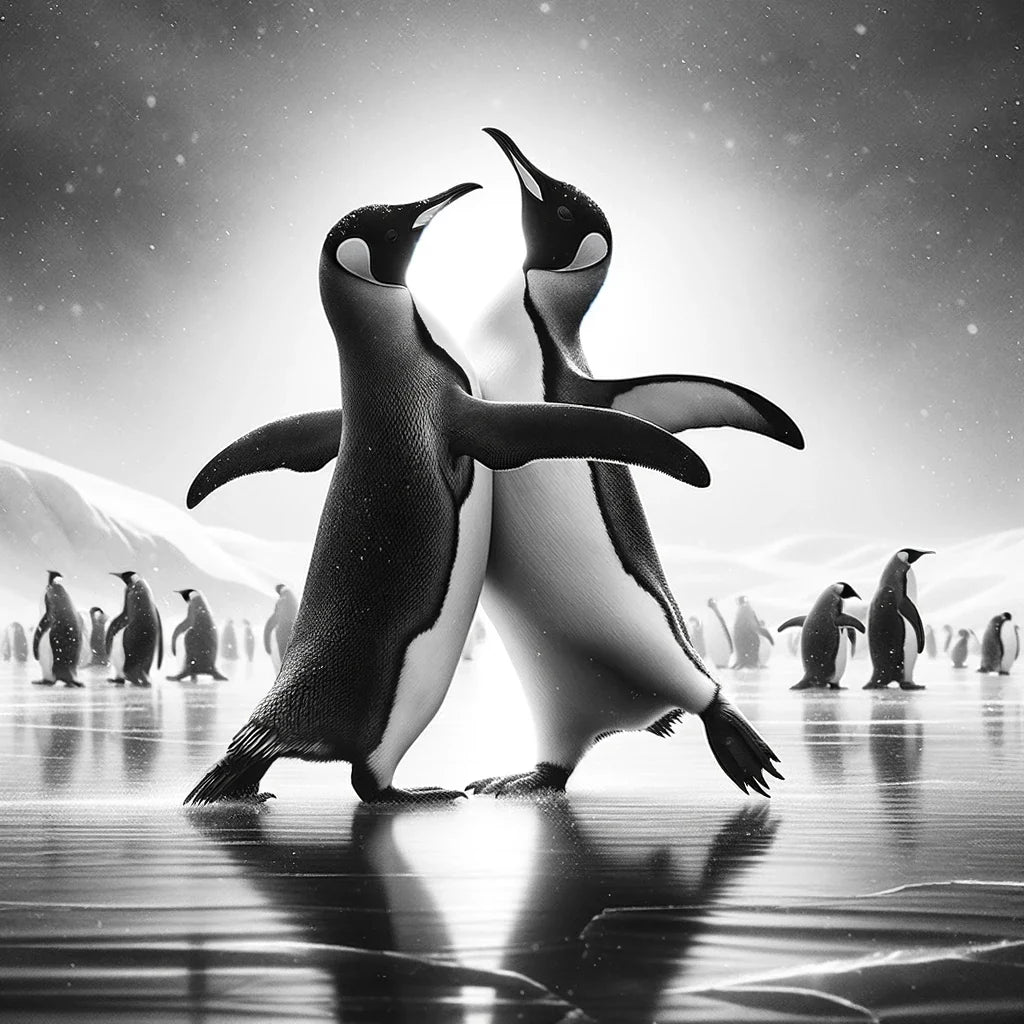 Ice Ballet: Penguin Duo Canvas