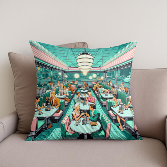 Retro Diner Revival Cotton Cushion