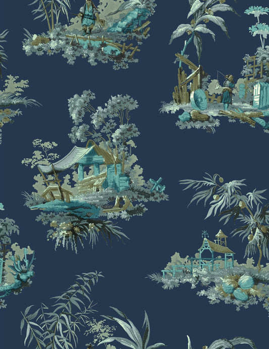 Vintage Oriental Wallpaper - Celadon