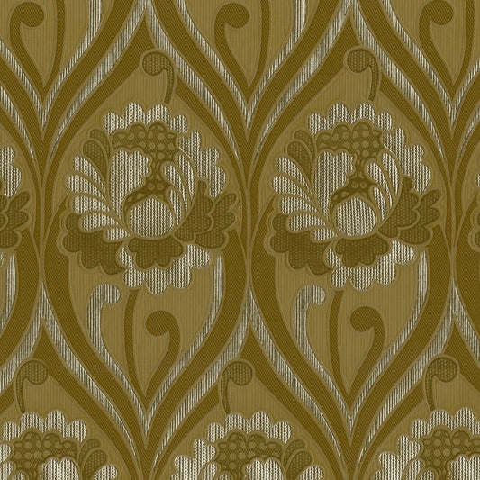 Vintage floral damask Wallpaper - Ochre