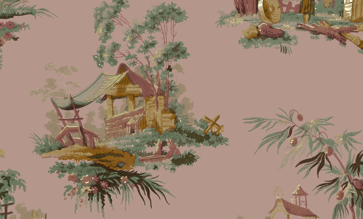 Vintage Oriental Wallpaper - Blush