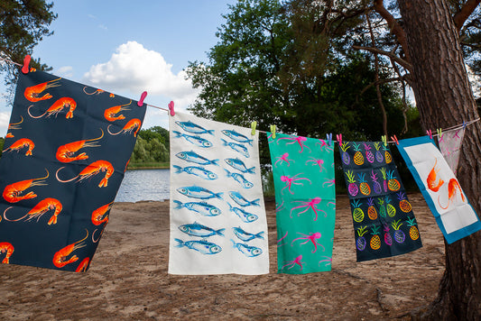 Tea towel "Oh SO bright"- Prawns