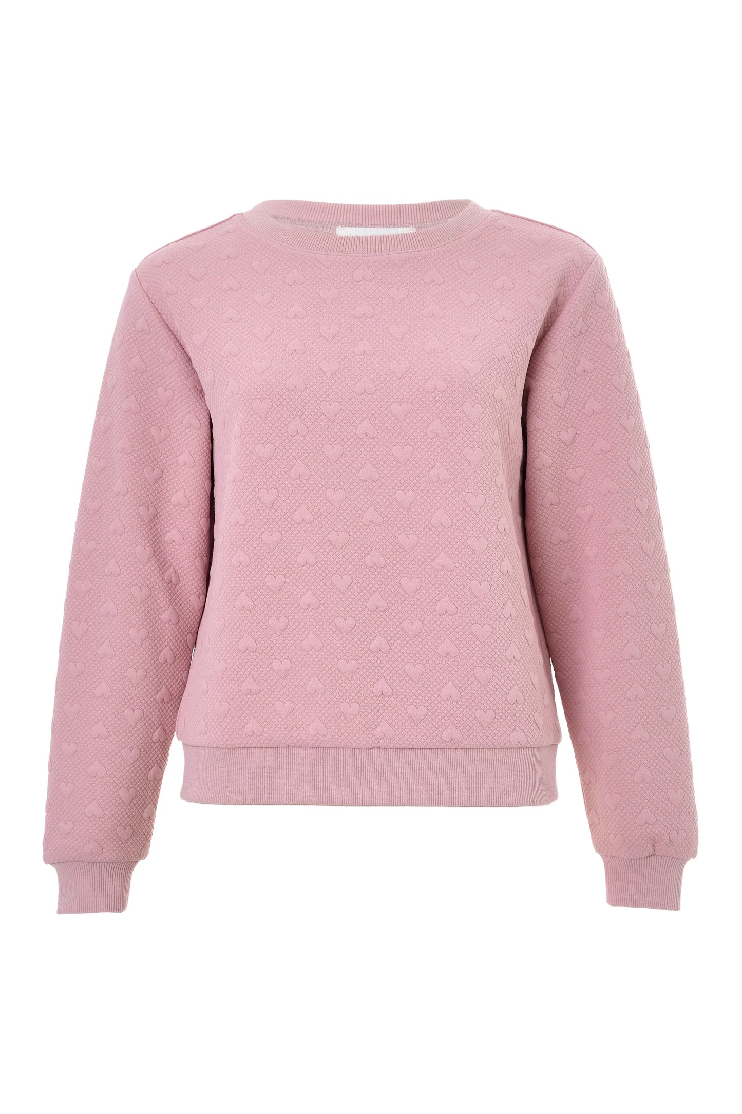 Jan Heartfelt Quilted Sweatshirt - Pale Pink