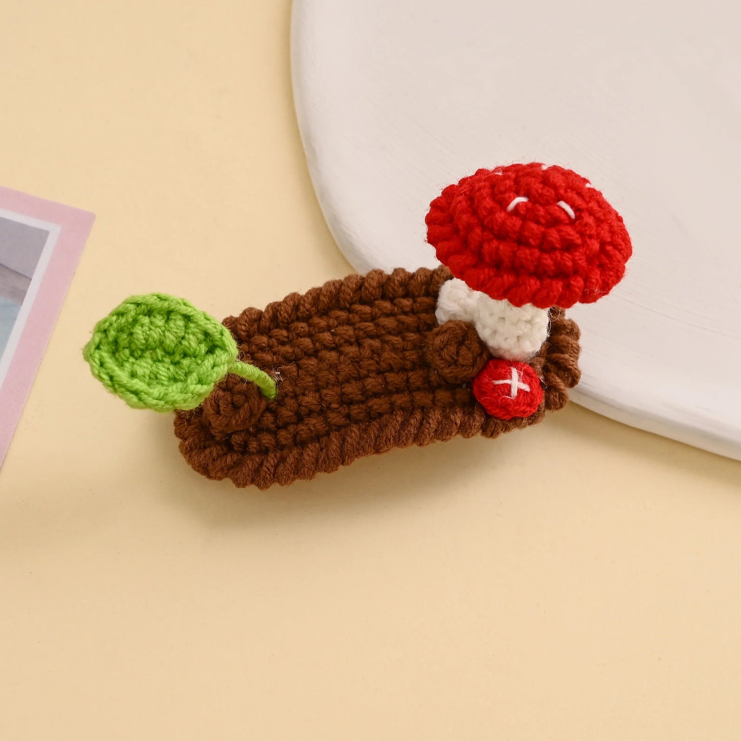 Mushroom and Leaf Hair Clip